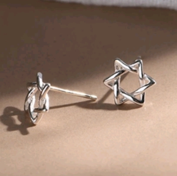 Braided Star of David Posts Sterling Silver plated - Picture 2 of 5